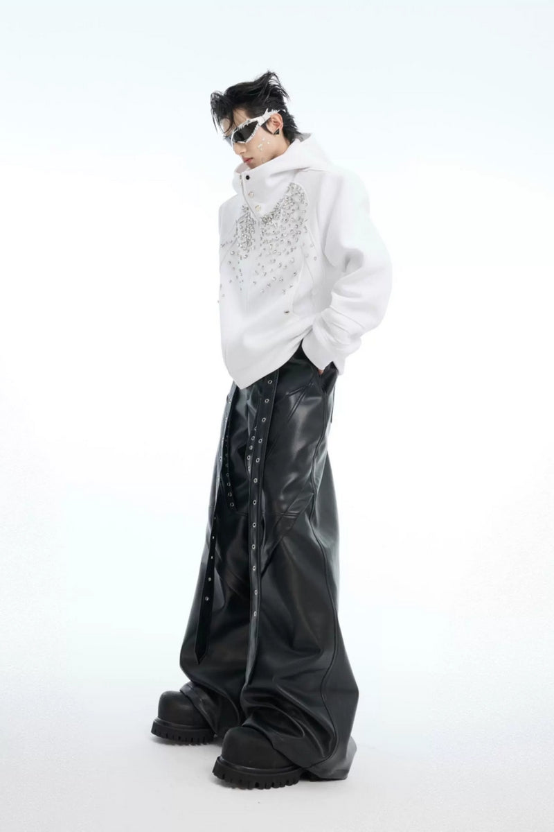 Rhinestone Zip-Up Hoodie