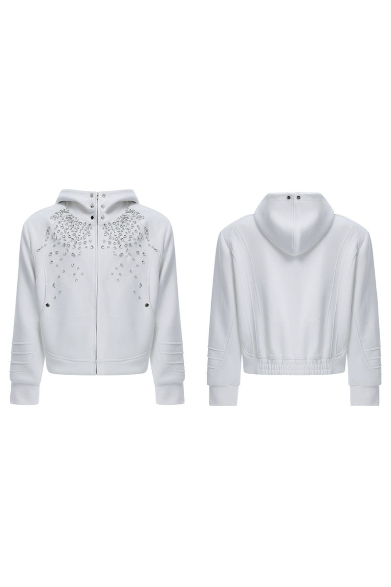 Rhinestone Zip-Up Hoodie