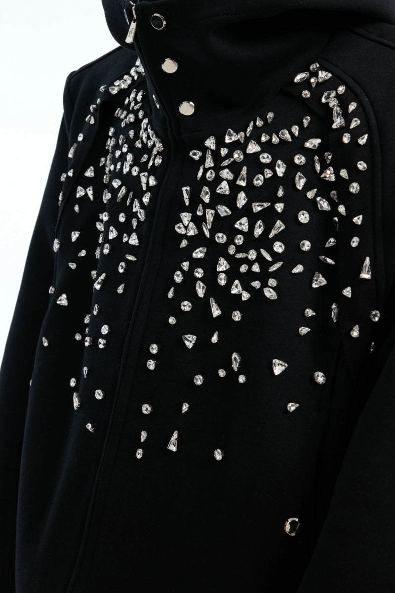Rhinestone Zip-Up Hoodie