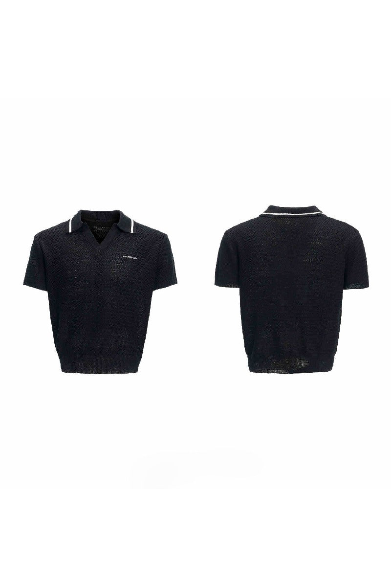 Striped Textured Knit Polo