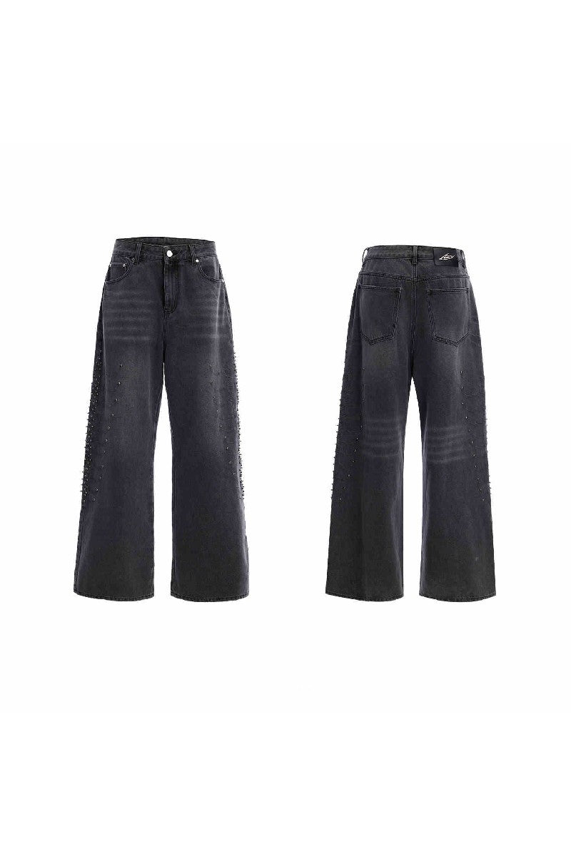 Washed Spine Studded Denim