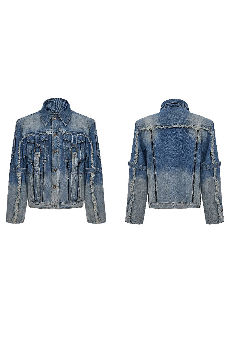 Distressed Gradient Denim Jacket