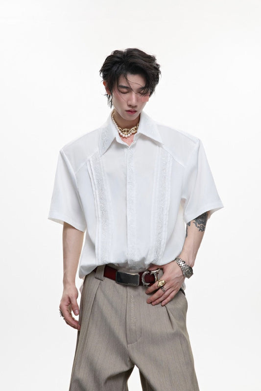 Embroidered Padded Shoulder Shirt