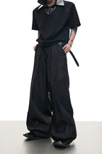 Rhinestone Embroidered Ribbon Trousers