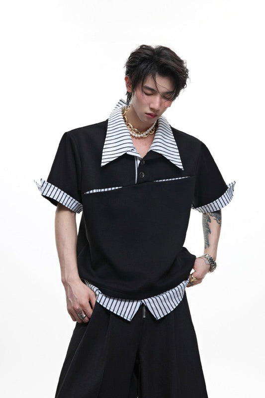 Layered Stripe Polo Tee