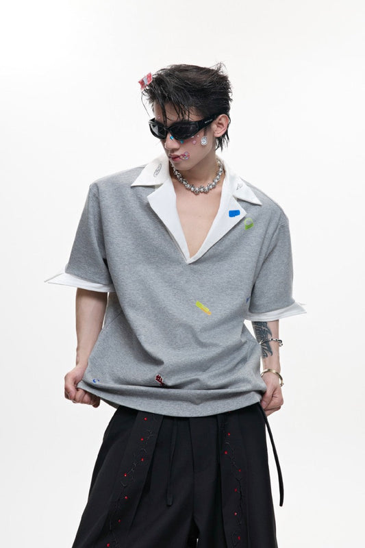 Sticker Print Layered Polo