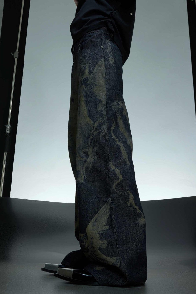 Laser Cut Baggy Jeans