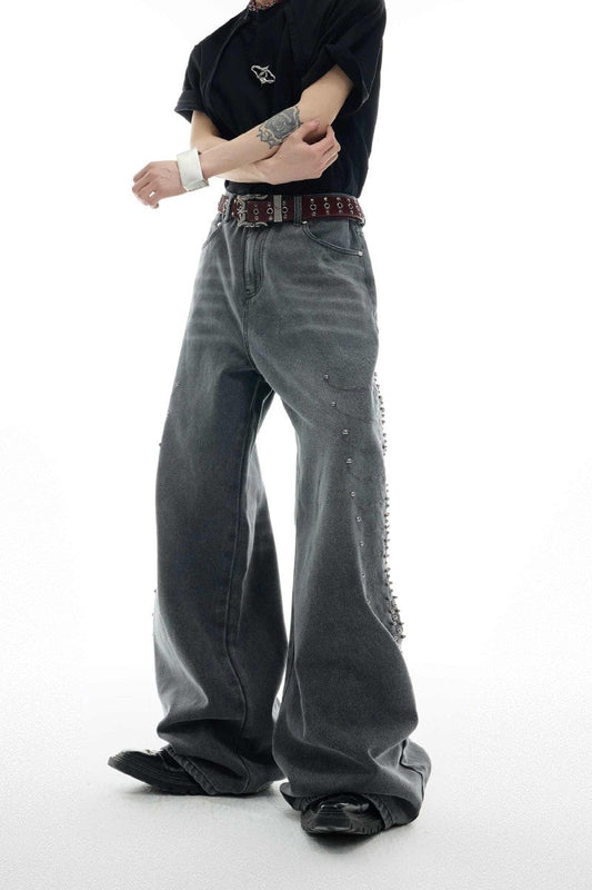 Washed Spine Studded Denim