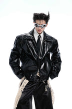 Studded Embroidered Spine Leather Jacket