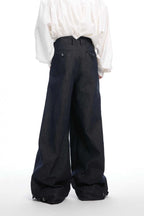 Raw Denim Wide-Leg Jeans