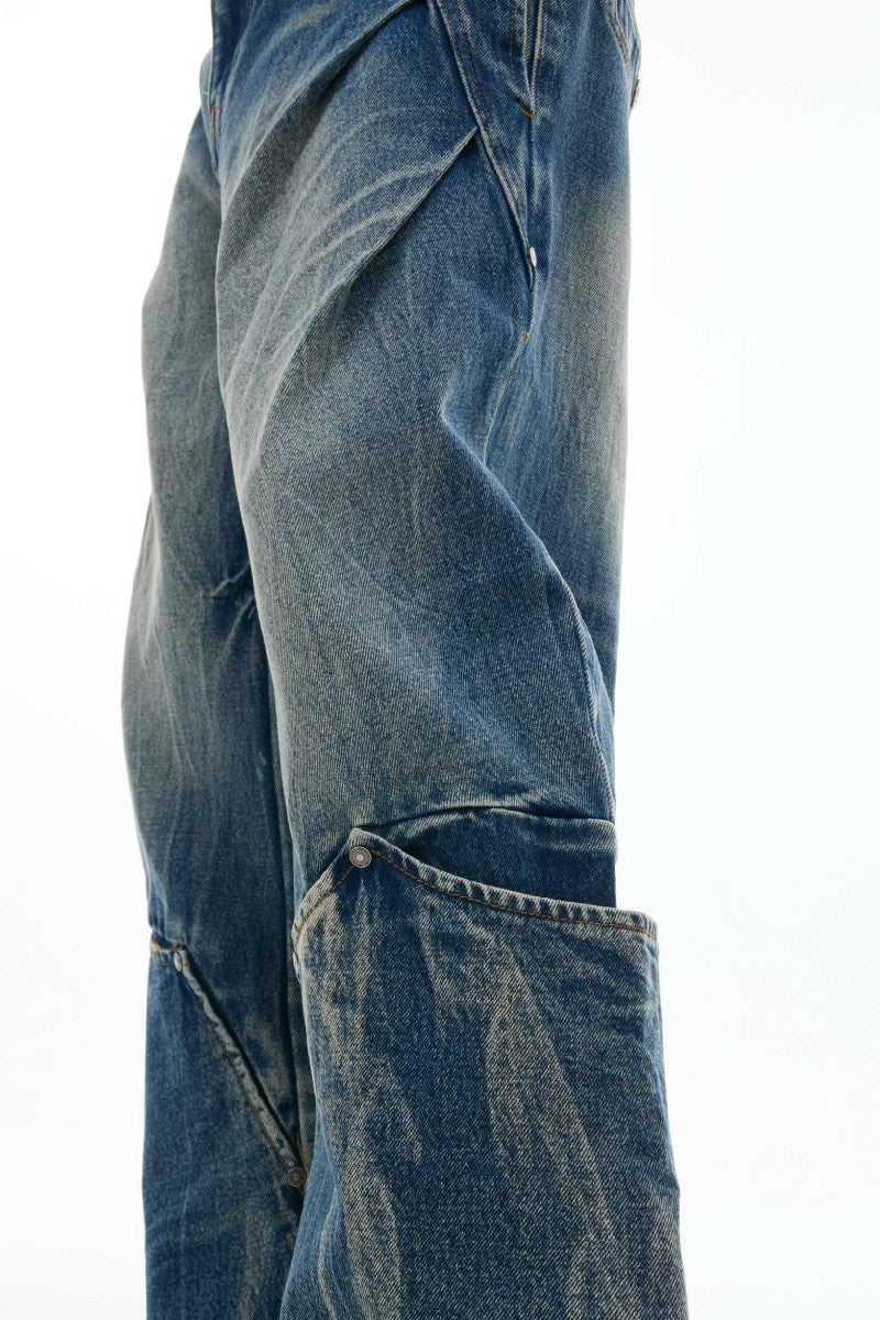Washed Crackle Blade Jeans