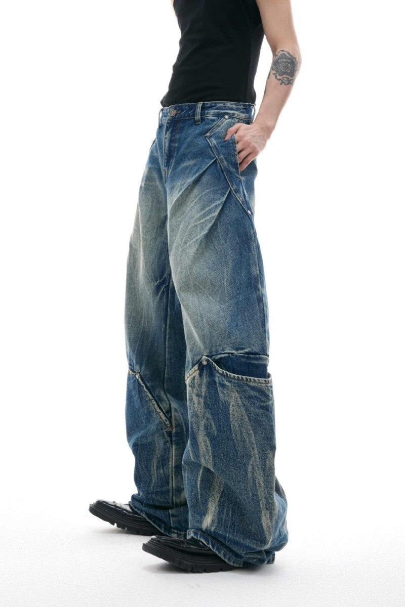 Washed Crackle Blade Jeans