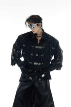 Metal Buckle PU Shirt Jacket