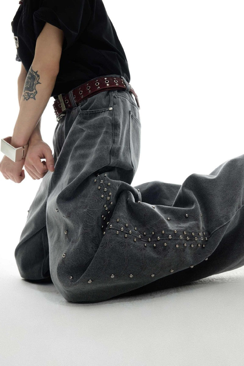 Washed Spine Studded Denim