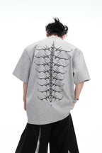 Studded Embroidered Spine Cotton Tee