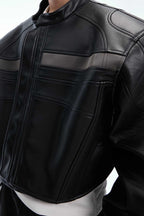 Deconstructed Patchwork Short Leather Jacket