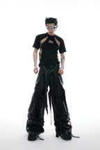 Vintage Strap Pocket Leather Pants