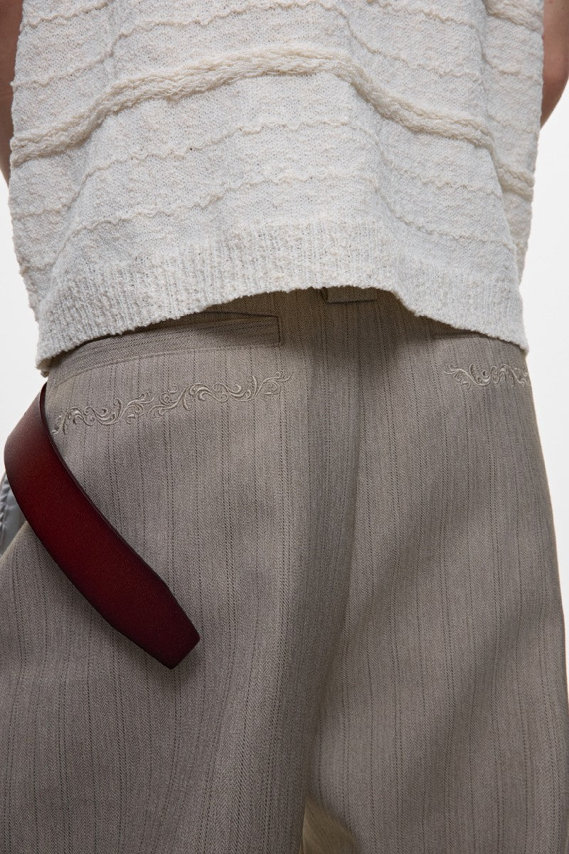 Embroidered Flare Dress Trousers