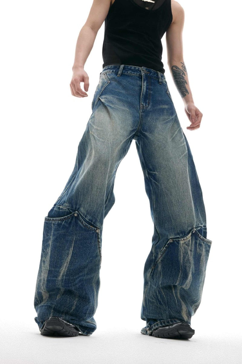 Washed Crackle Blade Jeans