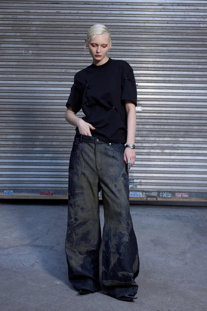 Laser Cut Baggy Jeans