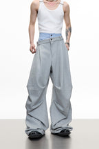 Wrinkled Patchwork Layered Trousers