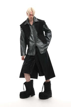 Double Layer Faux Leather Shorts