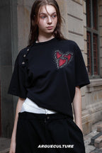 Asymmetrical Rhinestone Graphic Tee