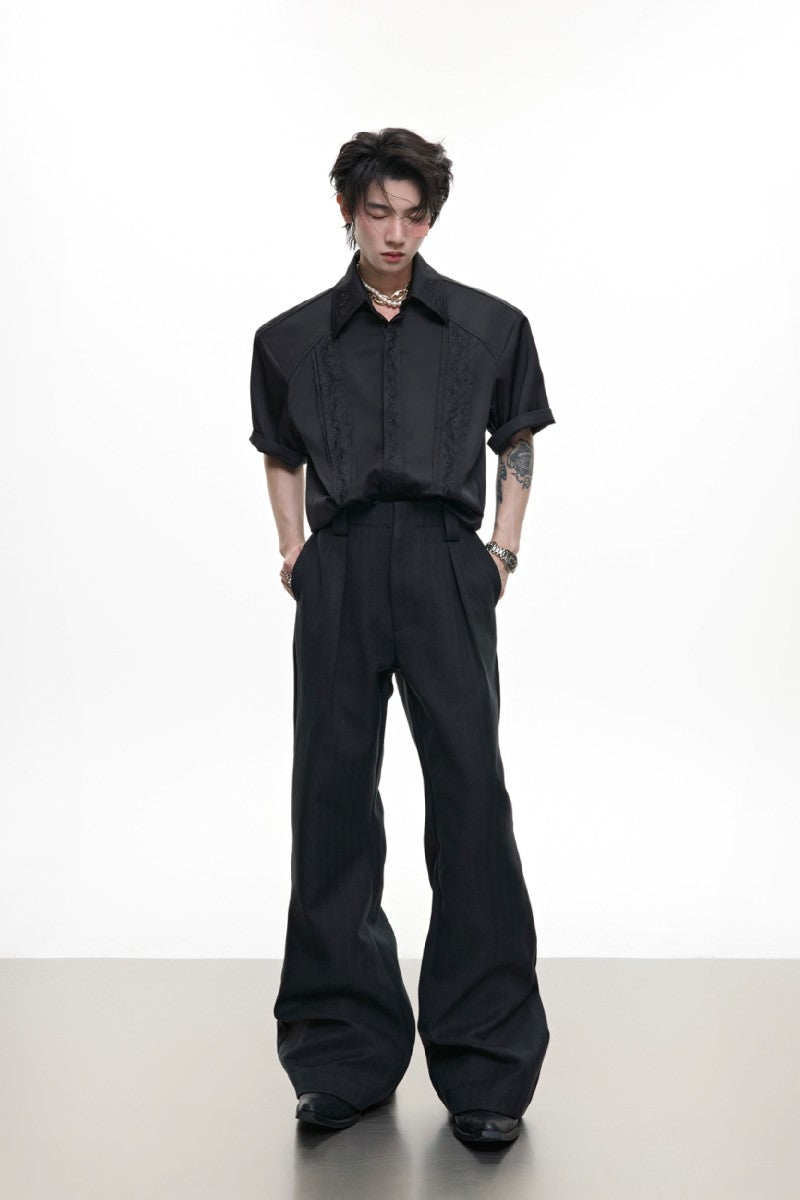 Embroidered Flare Dress Trousers