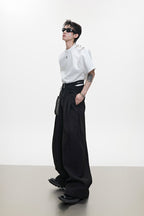 Zipper Detail Wide Leg Trousers