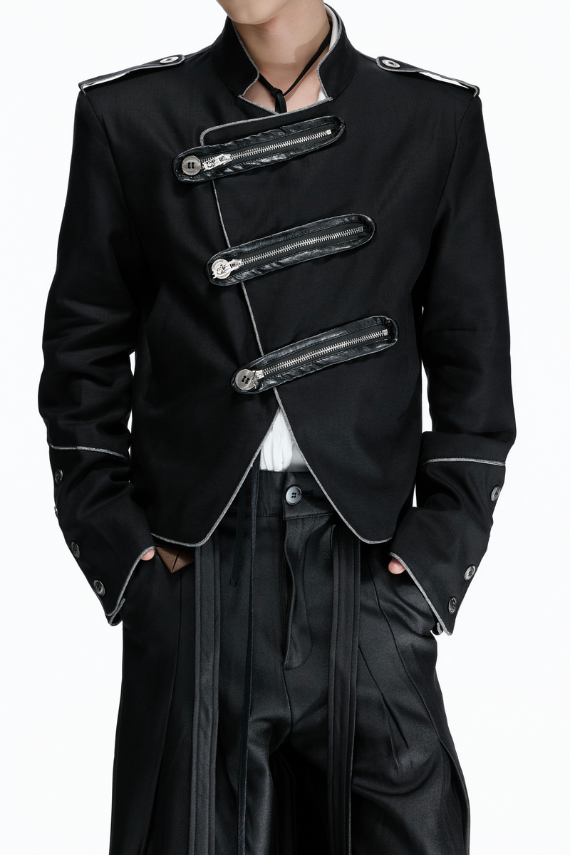 Asymmetric Button Cropped Jacket