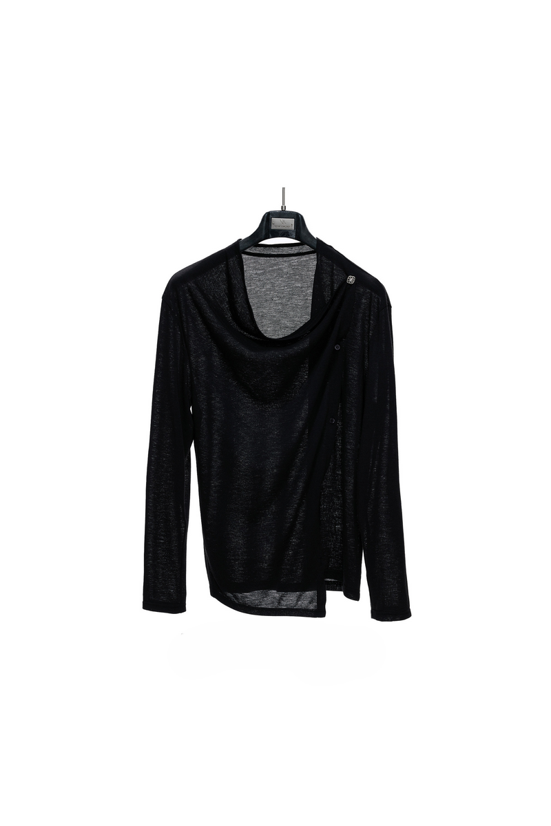Textured Asymmetric Button Top