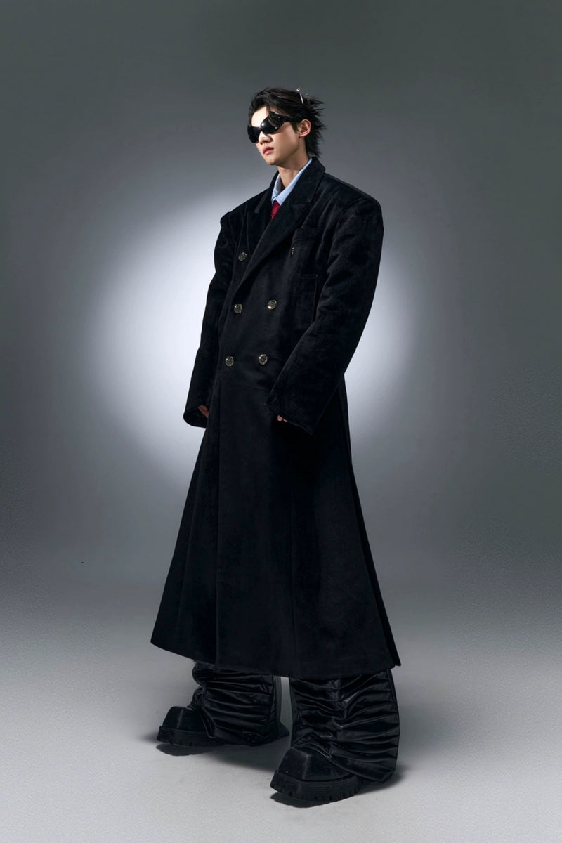 Double-Breasted Wool Blend Overcoat