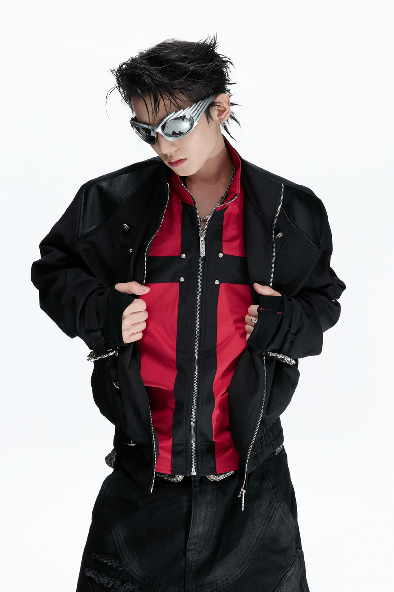 Cross Panel Layered Jacket