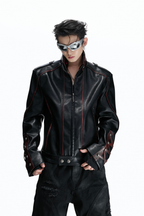 Cross Strap Leather Jacket