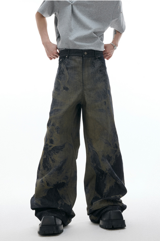 Laser Cut Baggy Jeans