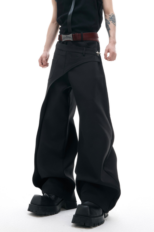 Layered Panel Straight Trousers