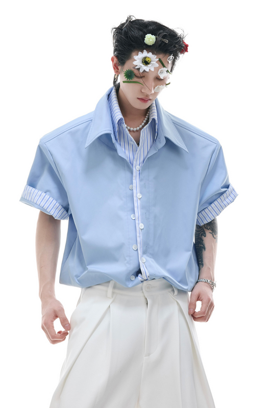 Layered Stripe Colorblock Shirt