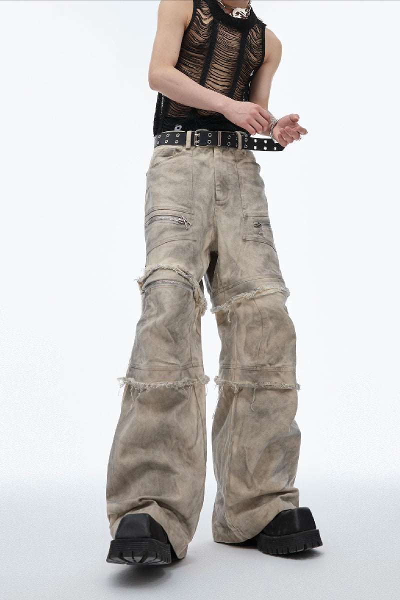 Distressed Sand Wash Cargo Pants