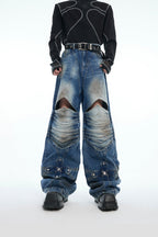 Armored Cross Cutout Denim