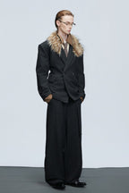 Belted Wool Suit Trousers