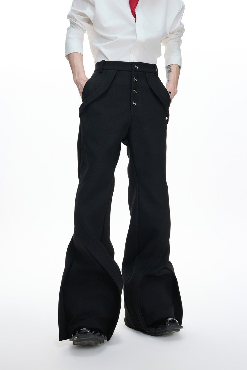 Deconstructed Flare High Waist Pants