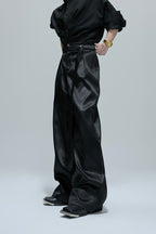 Glossy Cinched Waist Trousers