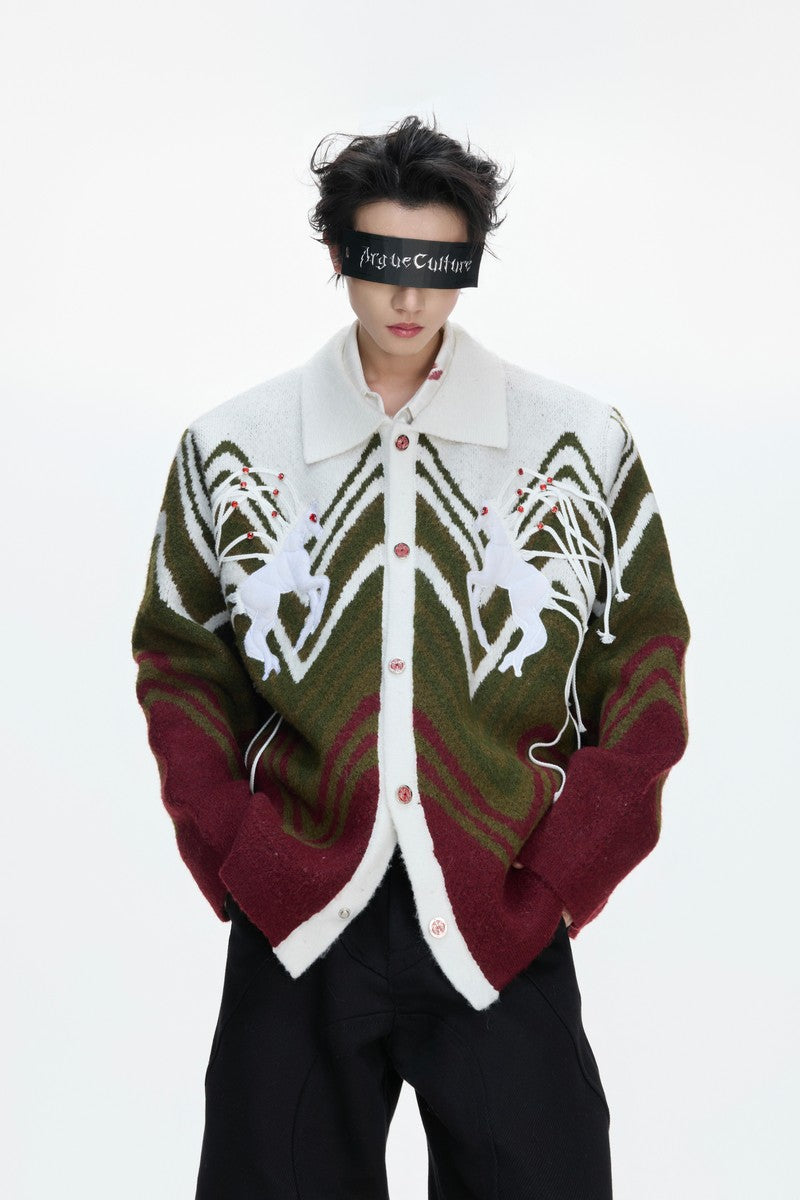 Gradient Knit Polo Cardigan