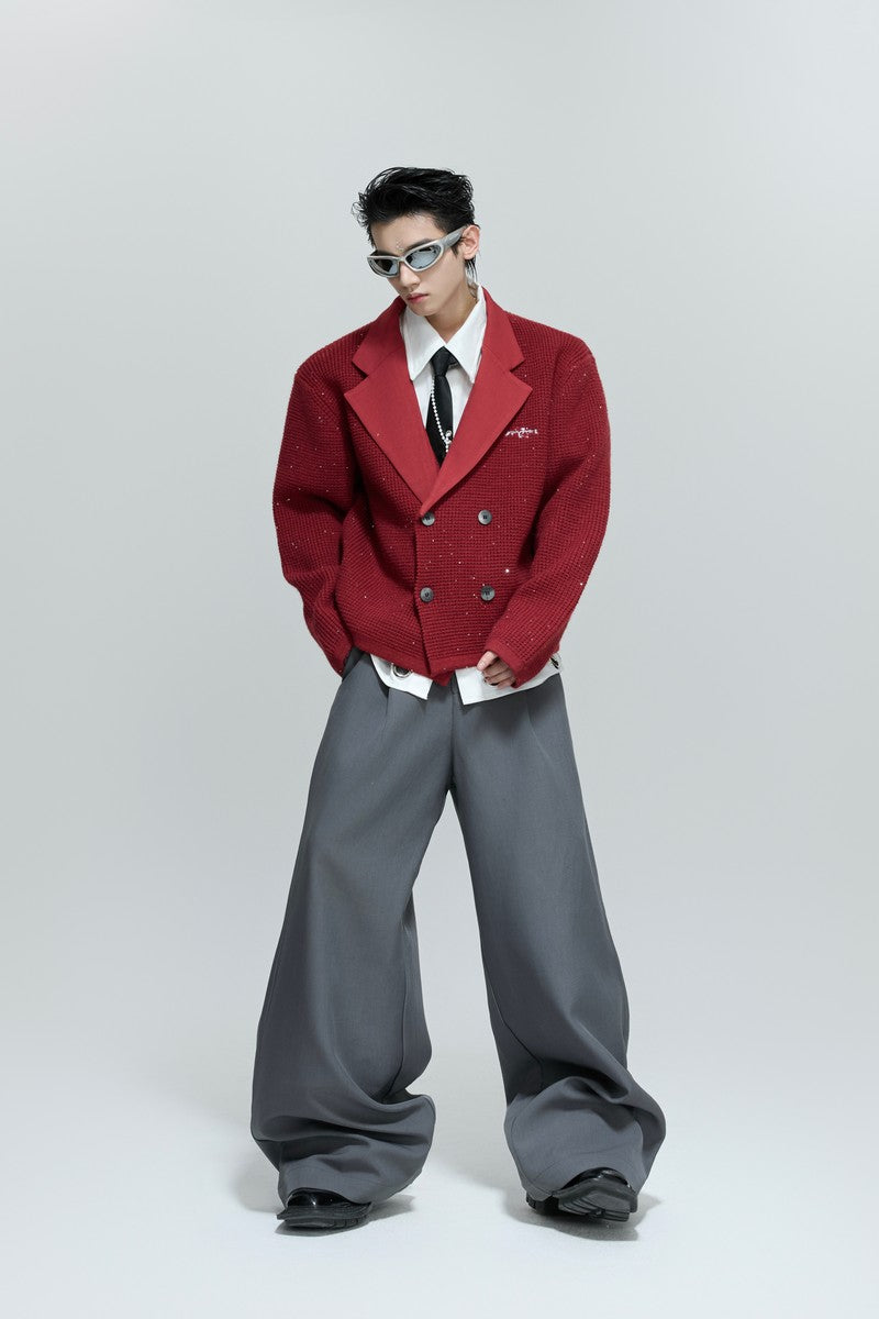 Sequin Textured Double Breasted Cardigan