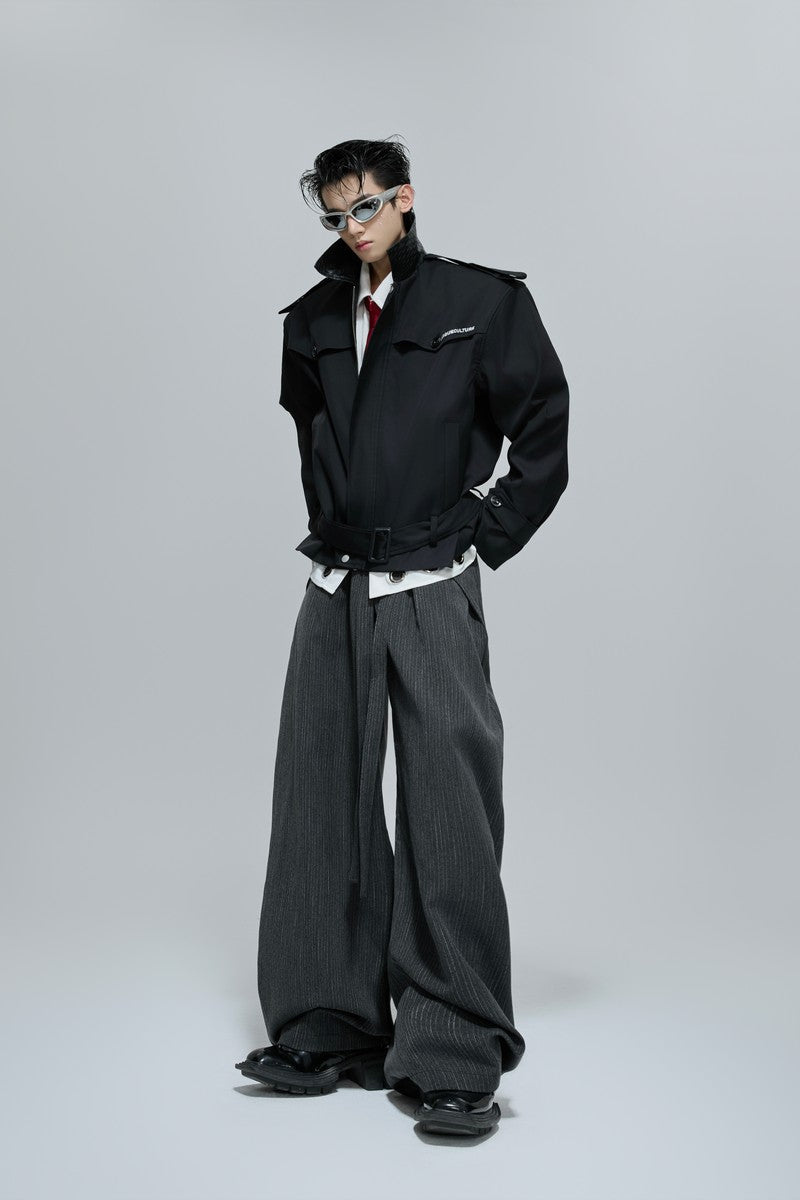 Deconstructed Striped Wide Leg Trousers