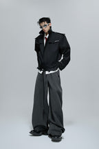 Deconstructed Striped Wide Leg Trousers