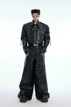 Deconstructed Cropped Leather Biker Jacket
