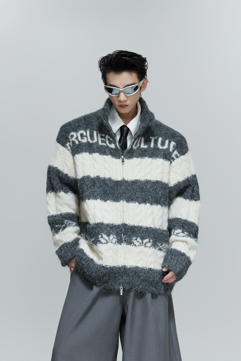 Colorblock Chunky Knit Cardigan