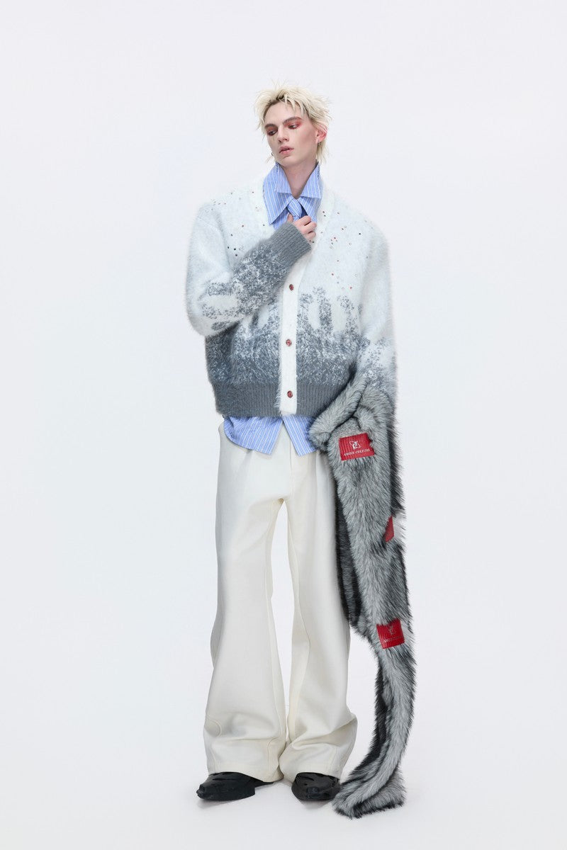 Gradient Rhinestone Cardigan Sweater