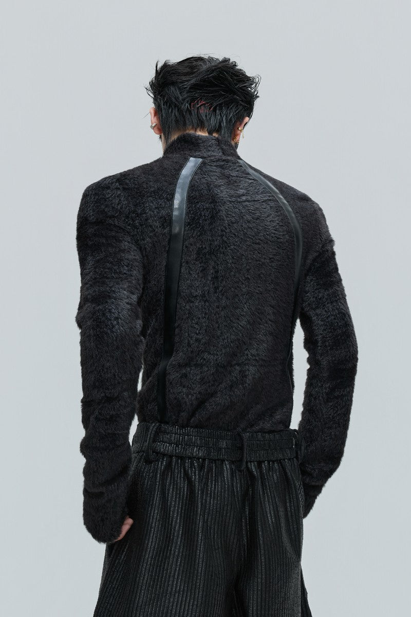 Deconstructed Fleece Turtleneck Top